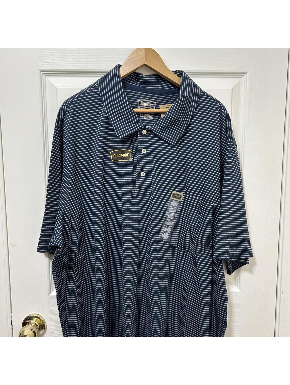 NWT The Foundry Supply Co Polo Shirt Mens 3XLT Navy Stripe